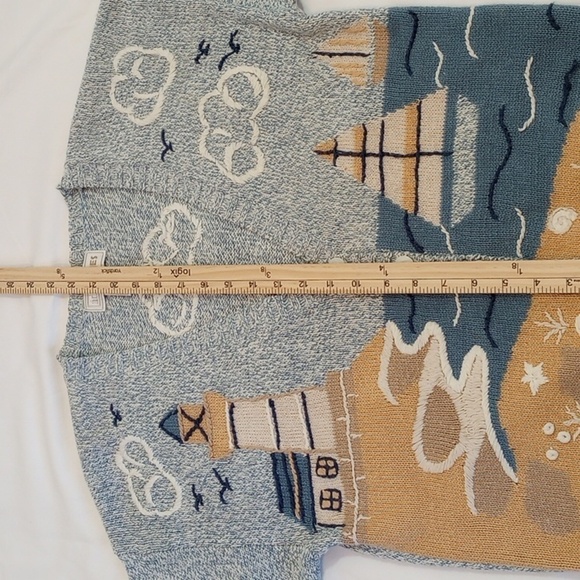 ID Blues Womens Cardigan Sz S Sweater Grannycore  Eclectic Grandpa Lighthouse - Picture 9 of 11